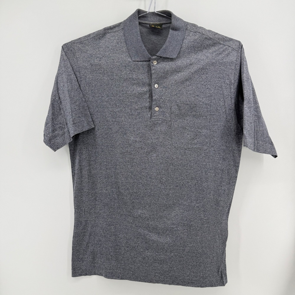 Bobby Jones Polo Mens XL Grey Heather 100% Cotton Made in Italy Chest Pocket